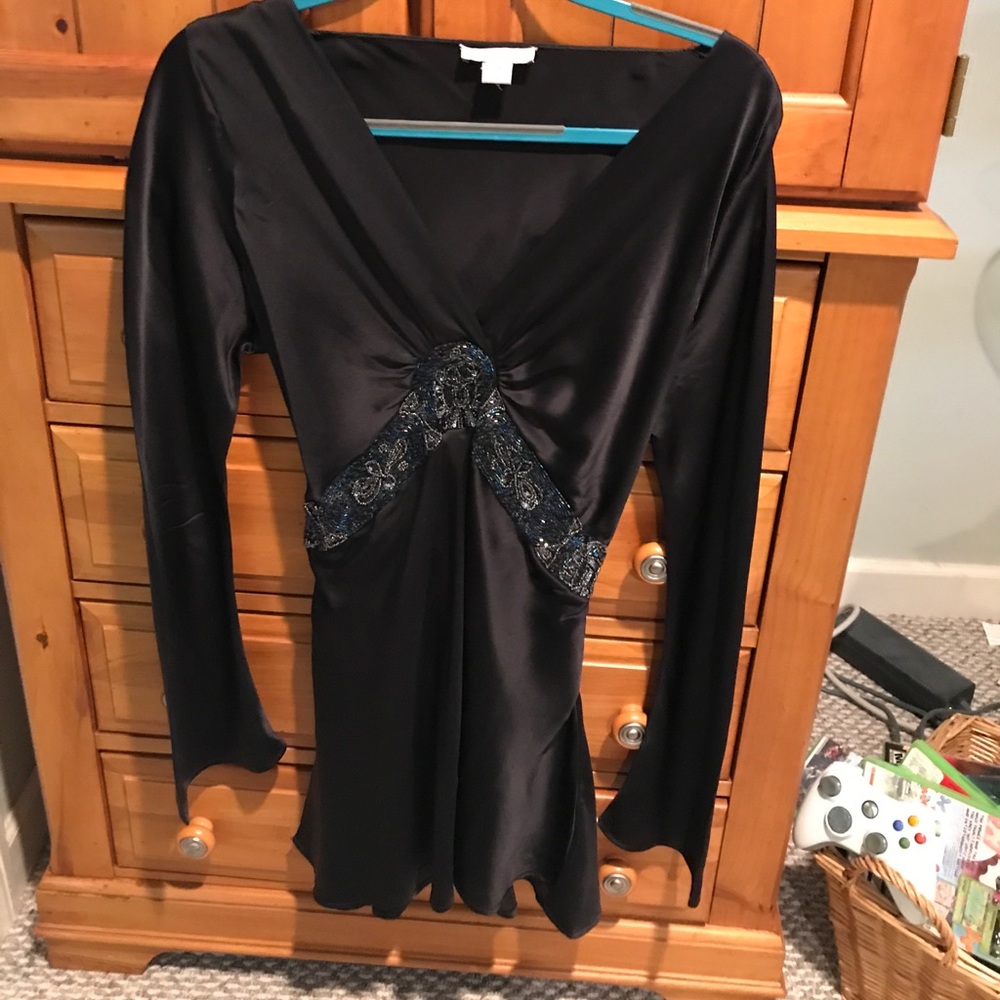 Nougat London Black Silk Charmeuse Tunic Top Us 8